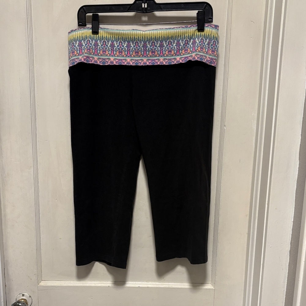 Victoria Secrets Y2K Colorful Fold Over Waistband Cropped Capri Yoga Pant Large